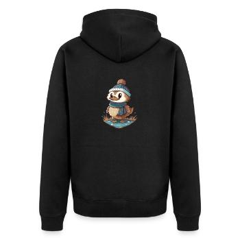 Canard mignon avec écharpe et chapeau à pompon. - Veste à capuche bio Premium Unisexe - noir - Dos - Nico (187cm)