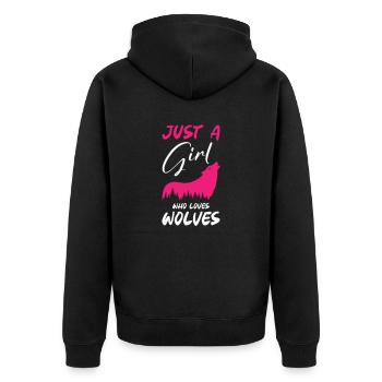 Juste une fille qui aime les loups - Veste à capuche bio Premium Unisexe - noir - Dos - Nico (187cm)
