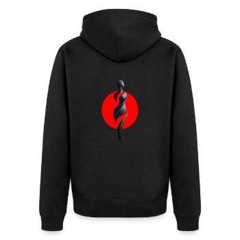 Wirbel Frau - Unisex Premium Bio Zip Hoodie - Schwarz - Hinten - Nico (187cm)