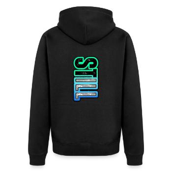 STILL ILL – un message vertical au néon audacieux - Veste à capuche bio Premium Unisexe - noir - Dos - Nico (187cm)