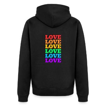 Love 6 rainbow colors gay pride - Unisex Premium Organic Zip Hoodie - black - Back - Nico (187cm)