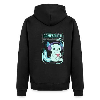 Gamesolotl Pun Design for Axolotl Lovers - Unisex Premium Organic Zip Hoodie - black - Back - Nico (187cm)