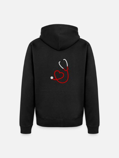 Stethoskop ich liebe Medizin - Unisex Premium Bio Zip Hoodie - Schwarz