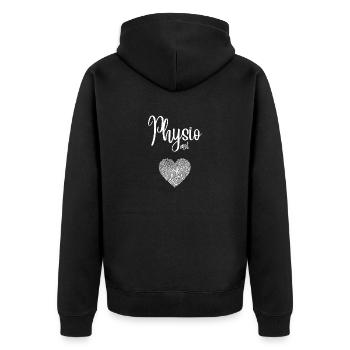 Physio mit Herz - Design für Physiotherapeuten - Unisex Premium Bio Zip Hoodie - Schwarz - Hinten - Nico (187cm)