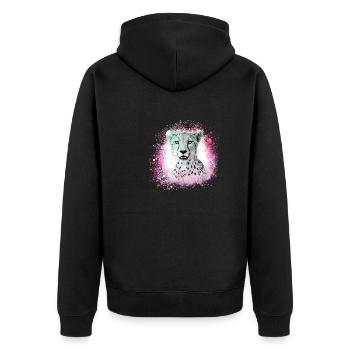 léopard, chat, chat sauvage, graffiti, peinture, rose - Veste à capuche bio Premium Unisexe - noir - Dos - Nico (187cm)