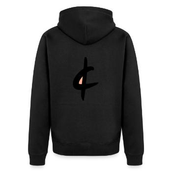 Cent Symbol, Eurocent Zeichnung, farbig. - Unisex Premium Bio Zip Hoodie - Schwarz - Hinten - Nico (187cm)