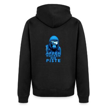 Ski Affen rocken die Piste - witzig Männer - Unisex Premium Bio Zip Hoodie - Schwarz - Hinten - Nico (187cm)