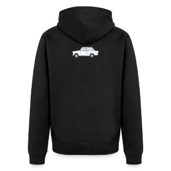 blockedName - Unisex Premium Bio Zip Hoodie - Schwarz - Hinten - Nico (187cm)
