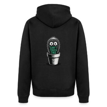 Can't Touch This – Funny Cactus with Saying - Unisex Premium Organic Zip Hoodie - black - Back - Nico (187cm)