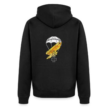 Goldener Adler - Fallschirmjäger Abzeichen - Unisex Premium Bio Zip Hoodie - Schwarz - Hinten - Nico (187cm)