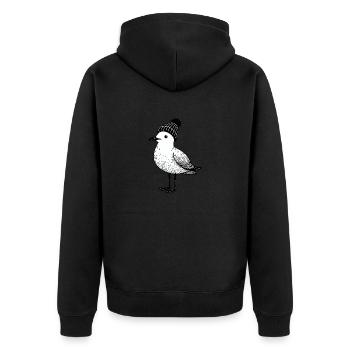 North Sea Harbor Moin Seagull Bonnet Bonnet Noir Blanc - Veste à capuche bio Premium Unisexe - noir - Dos - Nico (187cm)