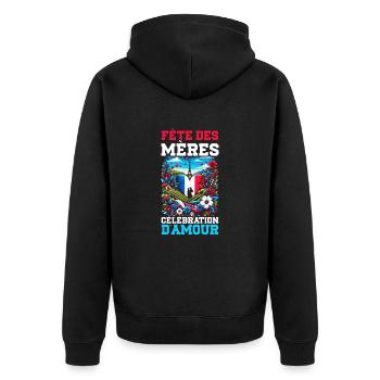 Fête des mères aux racines françaises, maman, meilleur - Veste à capuche bio Premium Unisexe - noir - Dos - Nico (187cm)