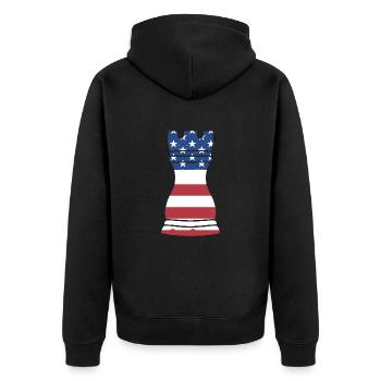 Chess Player Us Flag Chess - Unisex Premium Bio Zip Hoodie - Schwarz - Hinten - Nico (187cm)