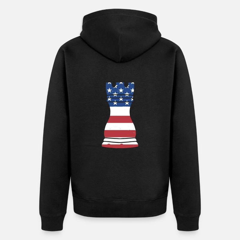 Chess Player Us Flag Chess - Unisex Premium Bio Zip Hoodie - Schwarz