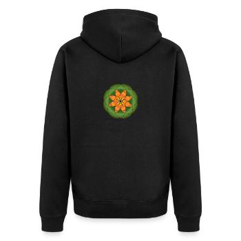 Kreisblume Heilung der Sakralisierung - Unisex Premium Bio Zip Hoodie - Schwarz - Hinten - Nico (187cm)