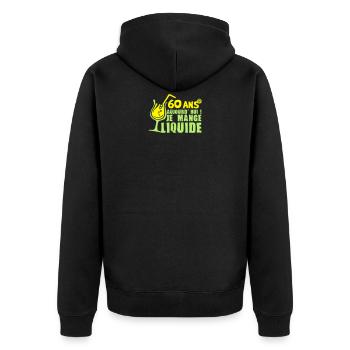 60 ans mange liquide anniversaire - Veste à capuche bio Premium Unisexe - noir - Dos - Nico (187cm)