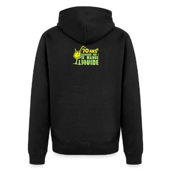 70 ans mange liquide anniversaire - Veste à capuche bio Premium Unisexe - noir - Dos - Nico (187cm)