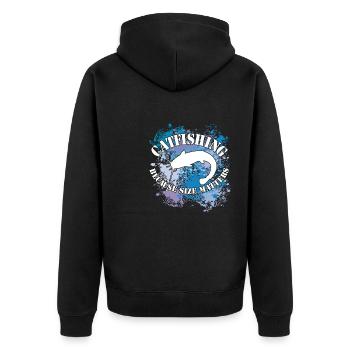 Poisson-chat Wels Waller sur des taches de couleur - Veste à capuche bio Premium Unisexe - noir - Dos - Nico (187cm)