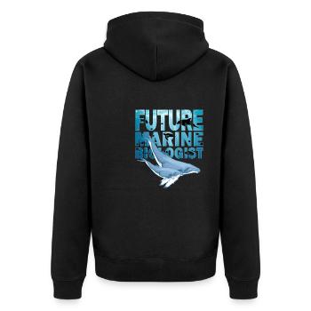 Buckelwale Future Marine Biologist - Unisex Premium Bio Zip Hoodie - Schwarz - Hinten - Nico (187cm)
