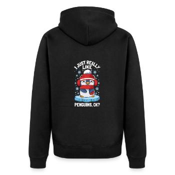 J’aime vraiment les pingouins Mignon pingouin d’hiver - Veste à capuche bio Premium Unisexe - noir - Dos - Nico (187cm)