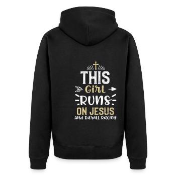 This Girl Runs On Jesus And Bare... - Unisex Premium Organic Zip Hoodie - black - Back - Nico (187cm)