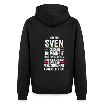 Sven - Unisex Premium Bio Zip Hoodie - Schwarz - Hinten - Nico (187cm)