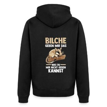 Bilch - Unisex Premium Bio Zip Hoodie - Schwarz - Hinten - Nico (187cm)