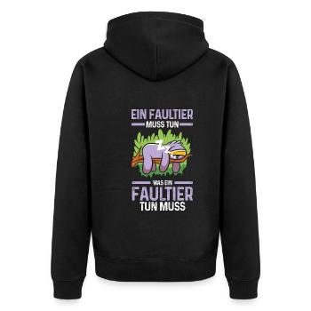 Faultier - Unisex Premium Bio Zip Hoodie - Schwarz - Hinten - Nico (187cm)