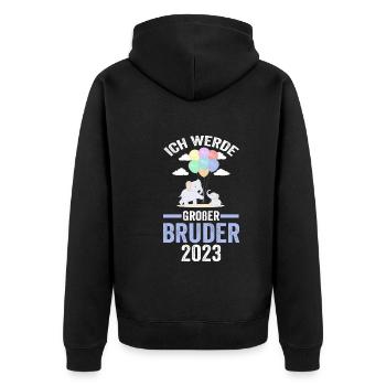 Elefanten 2023 Bruder - Unisex Premium Bio Zip Hoodie - Schwarz - Hinten - Nico (187cm)