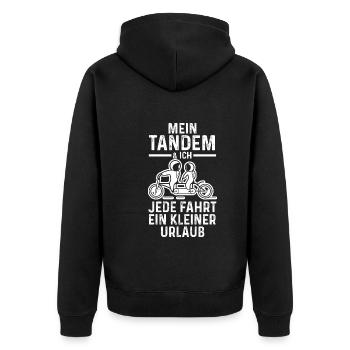 Fahrrad Radfahrer Tandem - Unisex Premium Bio Zip Hoodie - Schwarz - Hinten - Nico (187cm)