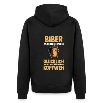 Nagetier Biberliebhaber Biber - Unisex Premium Bio Zip Hoodie - Schwarz - Hinten - Nico (187cm)