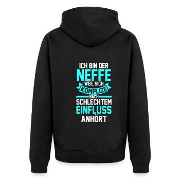 Neffe - Unisex Premium Bio Zip Hoodie - Schwarz - Hinten - Nico (187cm)