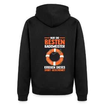 Rettungsschwimmer Bademeister - Unisex Premium Bio Zip Hoodie - Schwarz - Hinten - Nico (187cm)