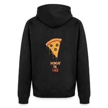 Monday Be Like – Motif de pizza amusant pour la semaine - Veste à capuche bio Premium Unisexe - noir - Dos - Nico (187cm)