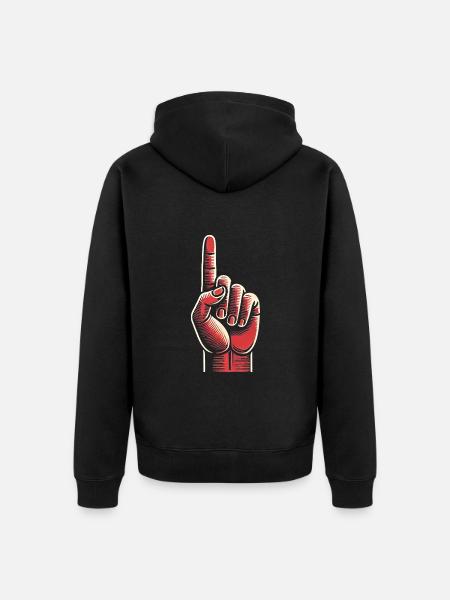 Bold Red Hand Gesture Design - Unisex Premium Organic Zip Hoodie - black