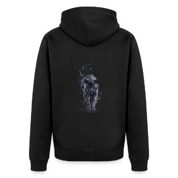 Schwarzer Panther Großkatze - Unisex Premium Bio Zip Hoodie - Schwarz - Hinten - Nico (187cm)