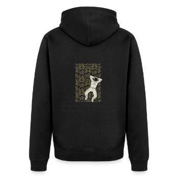 Astronaut auf Wolken - Unisex Premium Bio Zip Hoodie - Schwarz - Hinten - Nico (187cm)