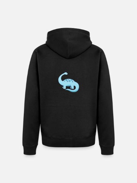 Cute little blue dinosaur - Unisex Premium Organic Zip Hoodie - black
