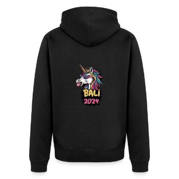 Bali 2024 Einhorn - Unisex Premium Bio Zip Hoodie - Schwarz - Hinten - Nico (187cm)