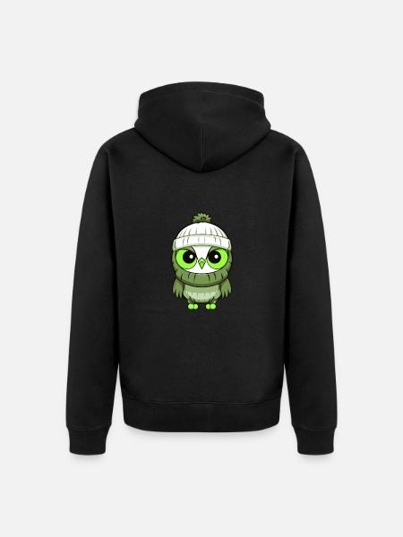 Owl Winter Comic - Unisex Premium Organic Zip Hoodie - black