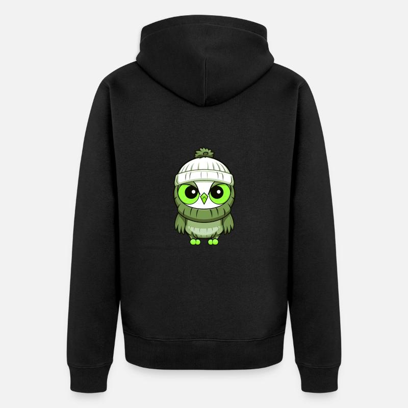 Bande dessinée d’hiver hibou - Veste à capuche bio Premium Unisexe - noir