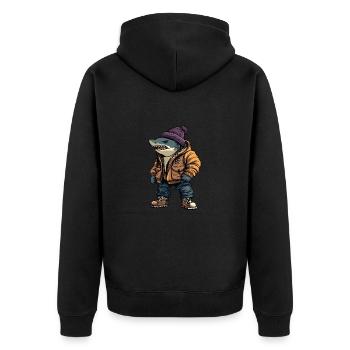 Hai Lustig Winter - Unisex Premium Bio Zip Hoodie - Schwarz - Hinten - Nico (187cm)
