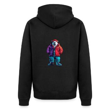 Polar Bear Funny Winter - Unisex Premium Organic Zip Hoodie - black - Back - Nico (187cm)