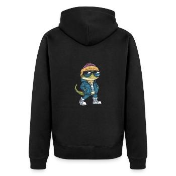Lizard Cool Comic - Unisex Premium Organic Zip Hoodie - black - Back - Nico (187cm)