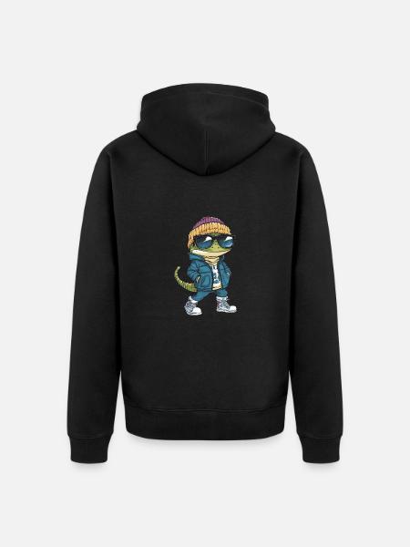 Echse Cool Comic - Unisex Premium Bio Zip Hoodie - Schwarz