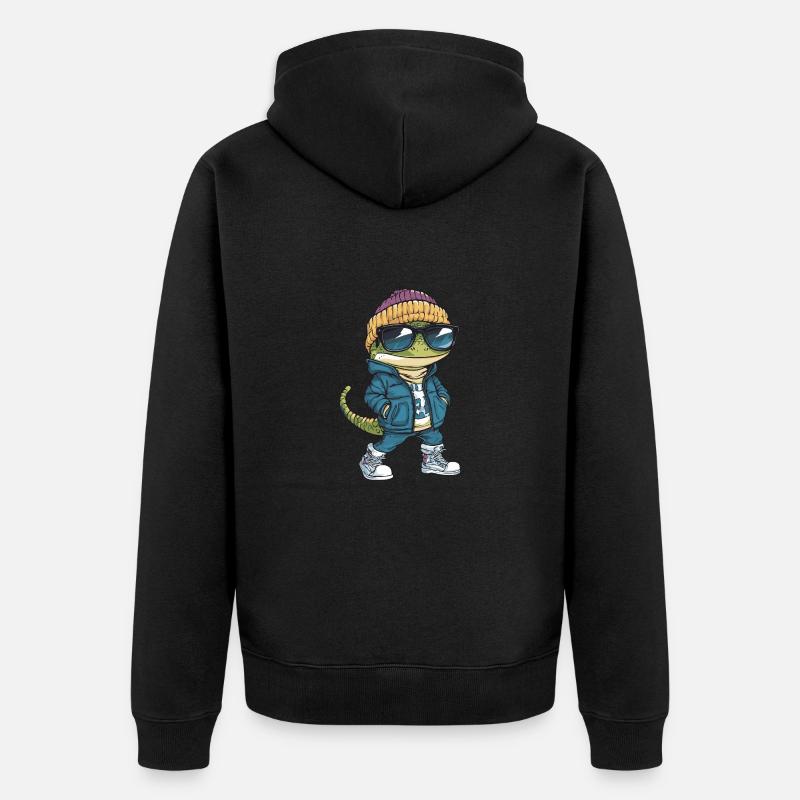 Lizard Cool Comic - Unisex Premium Organic Zip Hoodie - black