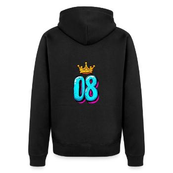 8 Zahl Krone - Unisex Premium Bio Zip Hoodie - Schwarz - Hinten - Nico (187cm)