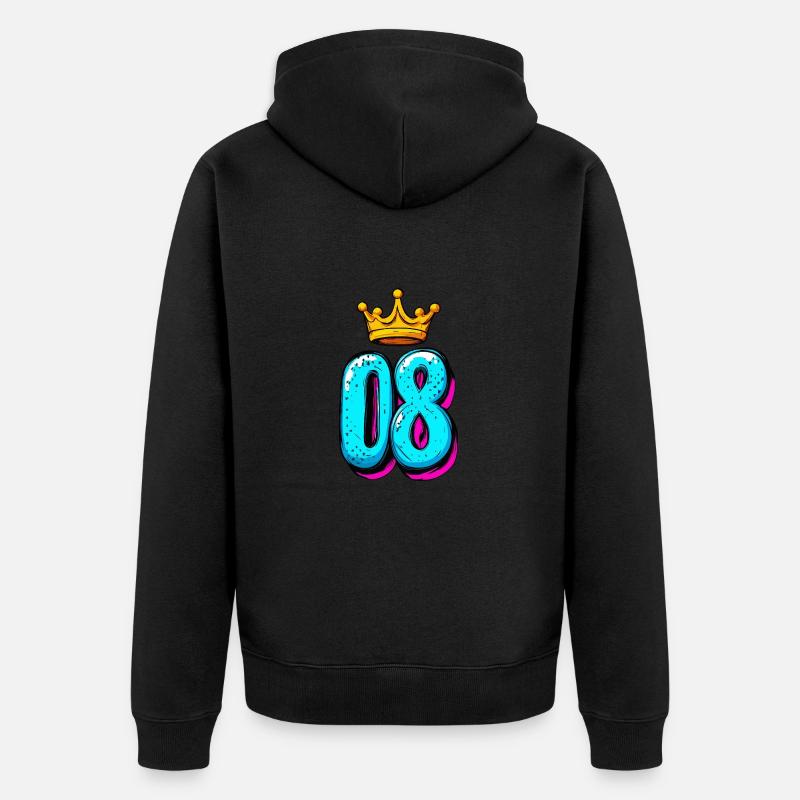 Couronne à 8 chiffres - Veste à capuche bio Premium Unisexe - noir