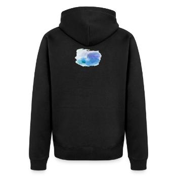 Aquarell Wasserfarben Weiß Türkis wolkig Geschenk - Unisex Premium Bio Zip Hoodie - Schwarz - Hinten - Nico (187cm)