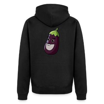 Aubergine Comic - Unisex Premium Bio Zip Hoodie - Schwarz - Hinten - Nico (187cm)